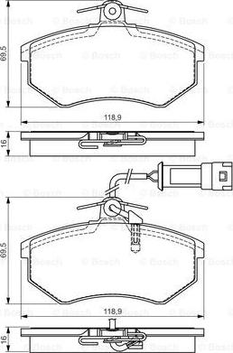 BOSCH 0 986 495 142 - Комплект спирачно феродо, дискови спирачки vvparts.bg