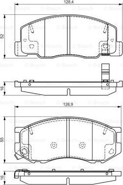 BOSCH 0 986 495 166 - Комплект спирачно феродо, дискови спирачки vvparts.bg