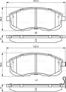 BOSCH 0 986 495 379 - Комплект спирачно феродо, дискови спирачки vvparts.bg