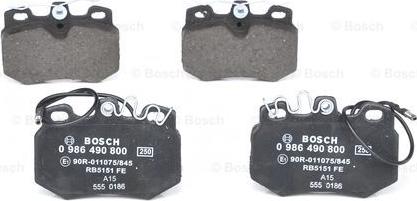 BOSCH 0 986 490 800 - Комплект спирачно феродо, дискови спирачки vvparts.bg