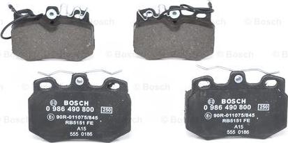 BOSCH 0 986 490 800 - Комплект спирачно феродо, дискови спирачки vvparts.bg