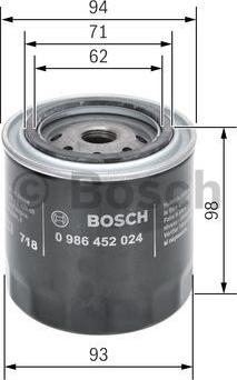 BOSCH 0 986 452 024 - Маслен филтър vvparts.bg