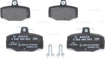 BOSCH 0 986 460 993 - Комплект спирачно феродо, дискови спирачки vvparts.bg