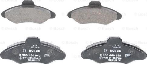 BOSCH 0 986 460 949 - Комплект спирачно феродо, дискови спирачки vvparts.bg