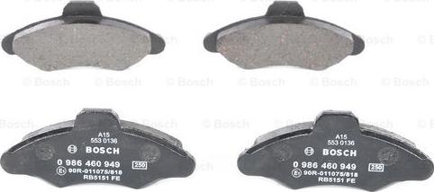 BOSCH 0 986 460 949 - Комплект спирачно феродо, дискови спирачки vvparts.bg