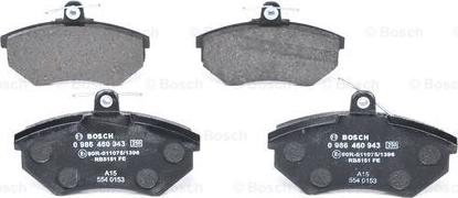 BOSCH 0 986 460 943 - Комплект спирачно феродо, дискови спирачки vvparts.bg