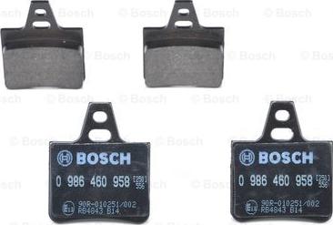 BOSCH 0 986 460 958 - Комплект спирачно феродо, дискови спирачки vvparts.bg