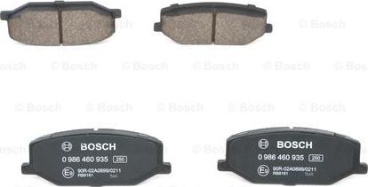 BOSCH 0 986 460 935 - Комплект спирачно феродо, дискови спирачки vvparts.bg