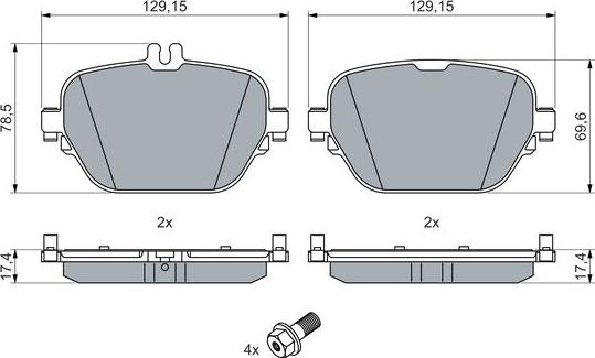 BOSCH 0 986 460 039 - Комплект спирачно феродо, дискови спирачки vvparts.bg