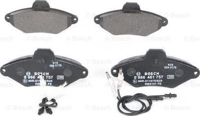 BOSCH 0 986 461 757 - Комплект спирачно феродо, дискови спирачки vvparts.bg