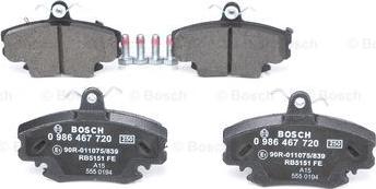 BOSCH 0 986 467 720 - Комплект спирачно феродо, дискови спирачки vvparts.bg