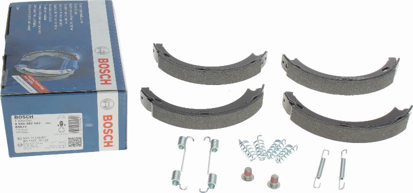 BOSCH 0 986 487 582 - Комплект спирачна челюст, ръчна спирачка vvparts.bg