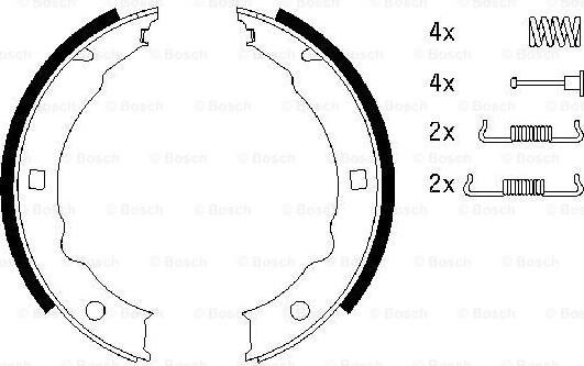 BOSCH 0 986 487 579 - Комплект спирачна челюст, ръчна спирачка vvparts.bg