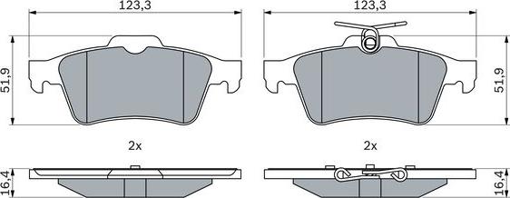 BOSCH 0 986 424 999 - Комплект спирачно феродо, дискови спирачки vvparts.bg