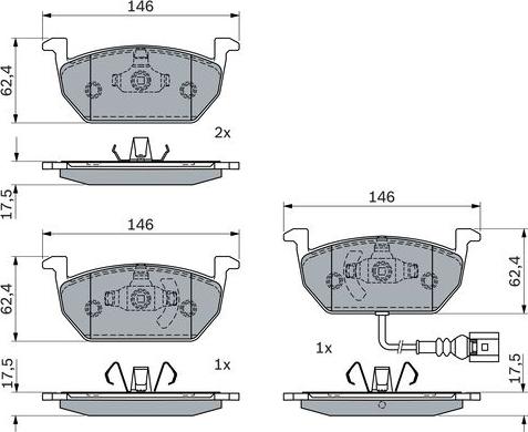 BOSCH 0 986 424 932 - Комплект спирачно феродо, дискови спирачки vvparts.bg