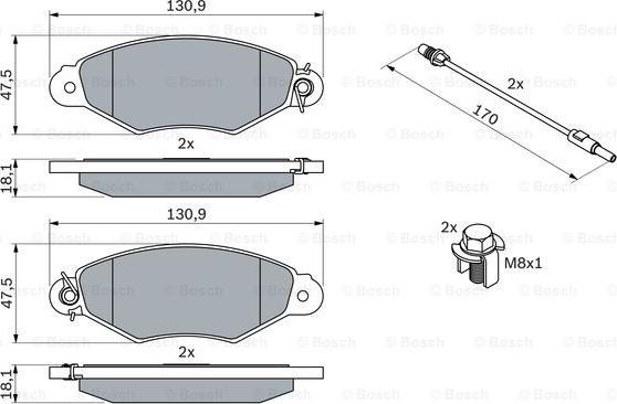 BOSCH 0 986 424 455 - Комплект спирачно феродо, дискови спирачки vvparts.bg