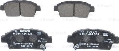 BOSCH 0 986 424 535 - Комплект спирачно феродо, дискови спирачки vvparts.bg