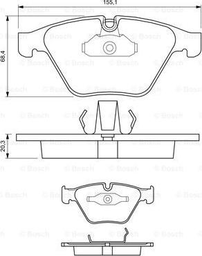 BOSCH 0 986 424 651 - Комплект спирачно феродо, дискови спирачки vvparts.bg