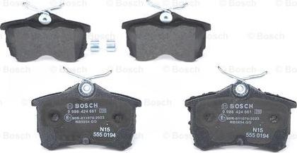 BOSCH 0 986 424 661 - Комплект спирачно феродо, дискови спирачки vvparts.bg