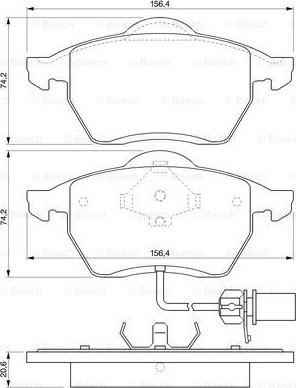 BOSCH 0 986 424 633 - Комплект спирачно феродо, дискови спирачки vvparts.bg