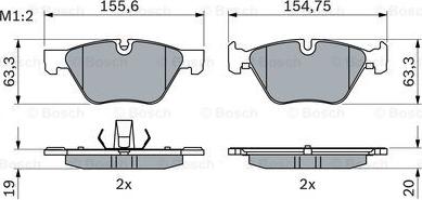 BOSCH 0 986 424 620 - Комплект спирачно феродо, дискови спирачки vvparts.bg