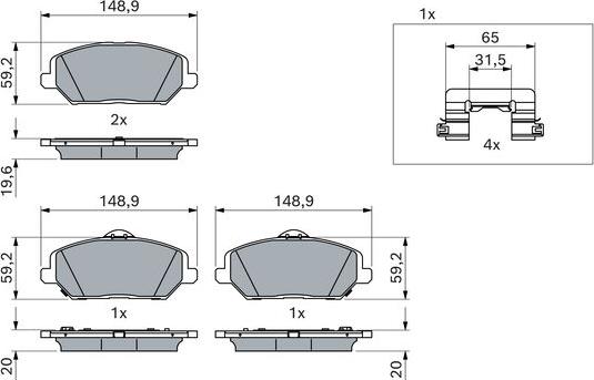 BOSCH 0 986 424 862 - Комплект спирачно феродо, дискови спирачки vvparts.bg