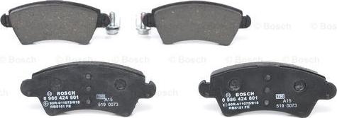 BOSCH 0 986 424 801 - Комплект спирачно феродо, дискови спирачки vvparts.bg