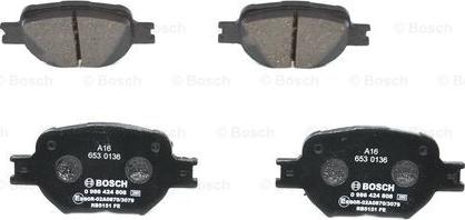 BOSCH 0 986 424 808 - Комплект спирачно феродо, дискови спирачки vvparts.bg