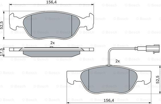 BOSCH 0 986 424 362 - Комплект спирачно феродо, дискови спирачки vvparts.bg