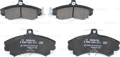 BOSCH 0 986 424 371 - Комплект спирачно феродо, дискови спирачки vvparts.bg