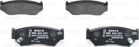 BOSCH 0 986 424 251 - Комплект спирачно феродо, дискови спирачки vvparts.bg