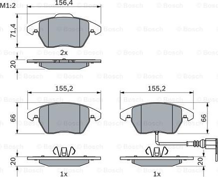 BOSCH 0 986 424 797 - Комплект спирачно феродо, дискови спирачки vvparts.bg