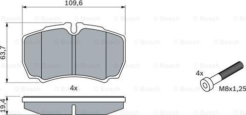 BOSCH 0 986 424 750 - Комплект спирачно феродо, дискови спирачки vvparts.bg