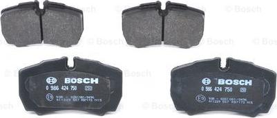 BOSCH 0 986 424 750 - Комплект спирачно феродо, дискови спирачки vvparts.bg