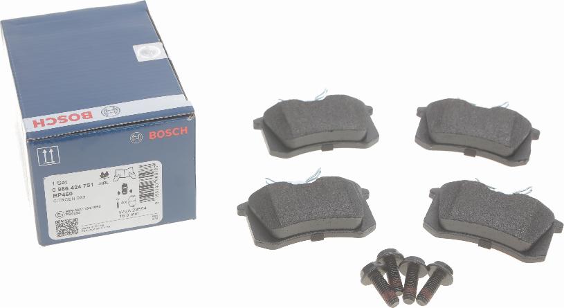 BOSCH 0 986 424 751 - Комплект спирачно феродо, дискови спирачки vvparts.bg