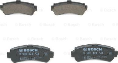 BOSCH 0 986 424 734 - Комплект спирачно феродо, дискови спирачки vvparts.bg