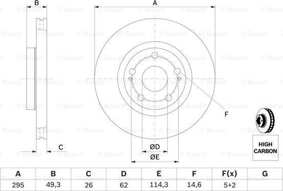 BOSCH 0 986 479 454 - Спирачен диск vvparts.bg