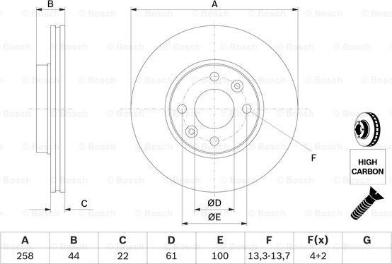 BOSCH 0 986 479 556 - Спирачен диск vvparts.bg