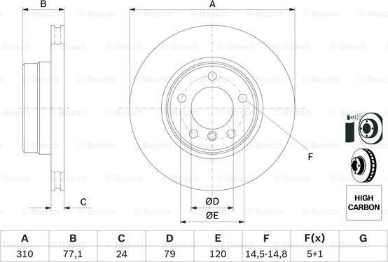 BOSCH 0 986 479 055 - Спирачен диск vvparts.bg