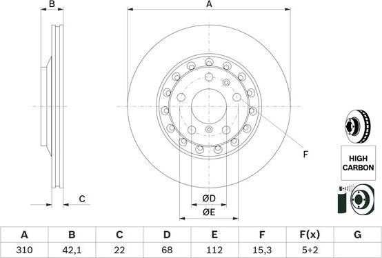 BOSCH 0 986 479 062 - Спирачен диск vvparts.bg