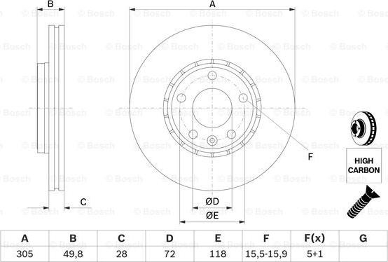 BOSCH 0 986 479 078 - Спирачен диск vvparts.bg