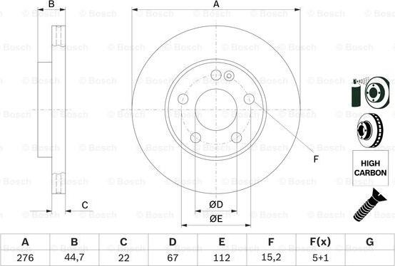 BOSCH 0 986 479 186 - Спирачен диск vvparts.bg