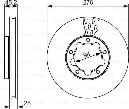 BOSCH 0 986 479 136 - Спирачен диск vvparts.bg