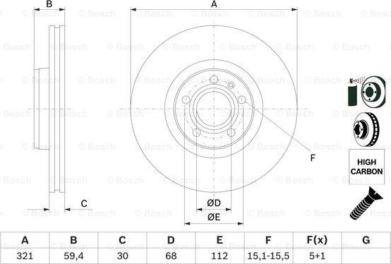 BOSCH 0 986 479 300 - Спирачен диск vvparts.bg