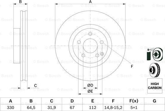 BOSCH 0 986 479 332 - Спирачен диск vvparts.bg