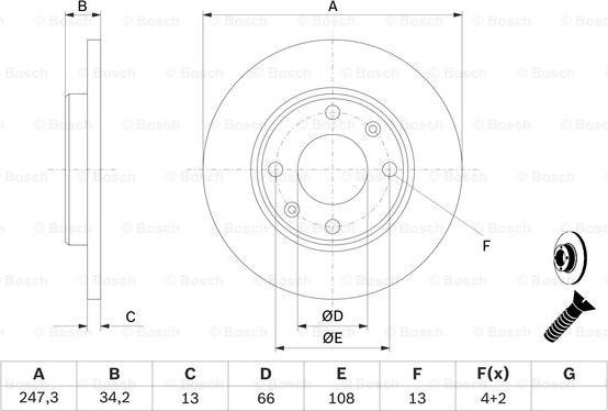 BOSCH 0 986 479 B55 - Спирачен диск vvparts.bg