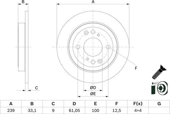 BOSCH 0 986 479 E95 - Спирачен диск vvparts.bg