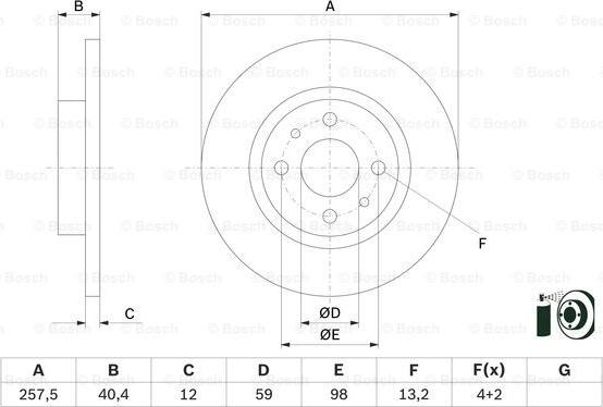 BOSCH 0 986 479 E65 - Спирачен диск vvparts.bg