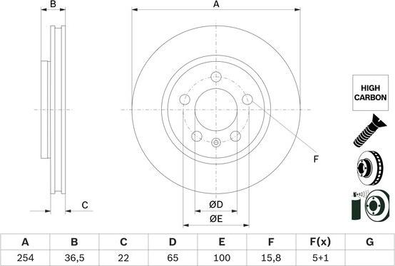 BOSCH 0 986 479 E01 - Спирачен диск vvparts.bg