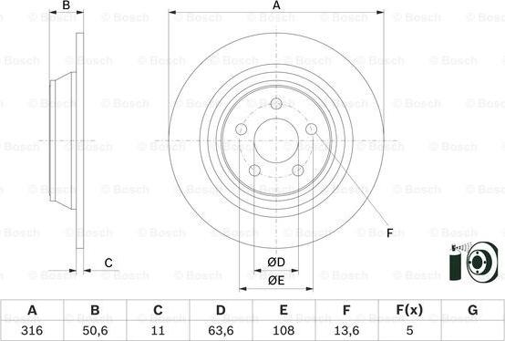 BOSCH 0 986 479 E82 - Спирачен диск vvparts.bg